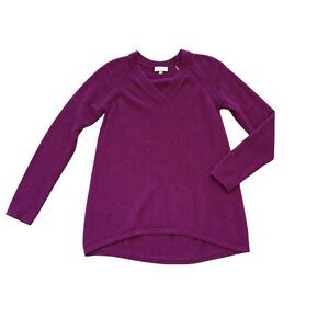 Kinross Cashmere Pullover Sweater Hi Lo Fuschia